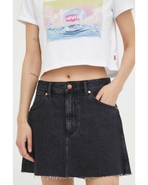 Wrangler spódnica jeansowa kolor czarny mini prosta