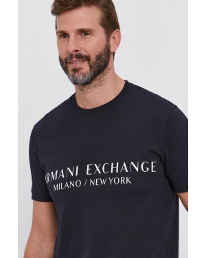 Armani Exchange T-shirt 8NZT72.Z8H4Z.NOS męski kolor granatowy z nadrukiem