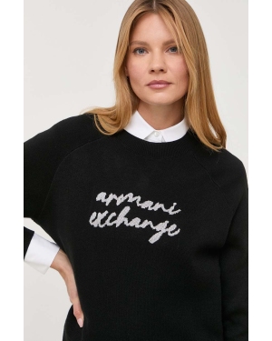 Armani Exchange sweter z domieszką wełny damski kolor czarny
