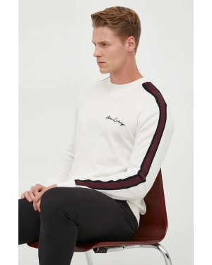 Armani Exchange sweter wełniany męski kolor beżowy lekki