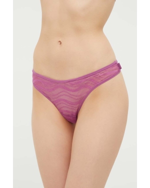 Calvin Klein Underwear stringi kolor fioletowy transparentne