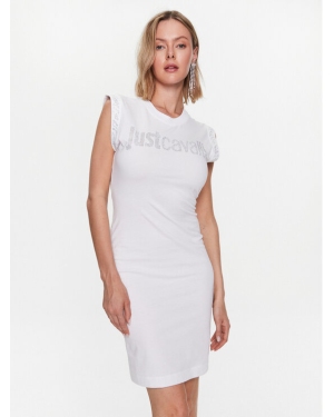 Just Cavalli Sukienka codzienna 74PBOE01 Biały Slim Fit