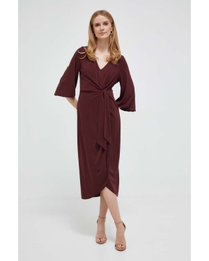 Lauren Ralph Lauren sukienka kolor bordowy midi prosta