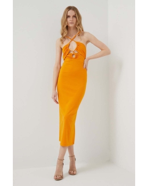 Sisley sukienka kolor pomarańczowy midi dopasowana