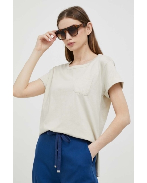 Sisley t-shirt bawełniany kolor beżowy