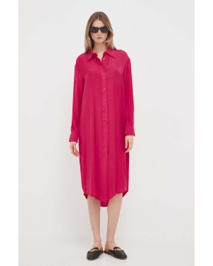 Sisley sukienka kolor fioletowy midi prosta