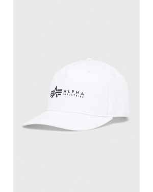 Alpha Industries czapka bawełniana kolor biały z nadrukiem 126912.09-White
