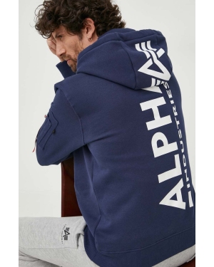 Alpha Industries bluza męska kolor granatowy z kapturem z aplikacją