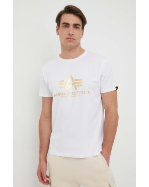 Alpha Industries t-shirt bawełniany kolor biały z nadrukiem 100501FP.590-WhiteYello