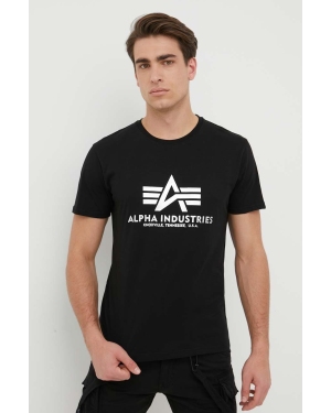 Alpha Industries t-shirt bawełniany Basic T-Shirt Foil Print kolor czarny z nadrukiem 100501FP.530