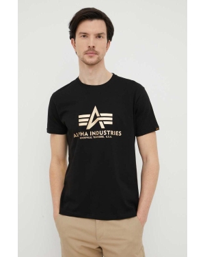 Alpha Industries t-shirt bawełniany Basic T-Shirt Foil Print kolor czarny z nadrukiem 100501FP.583