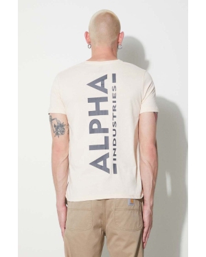 Alpha Industries t-shirt bawełniany kolor beżowy z nadrukiem 128507.578-JetStreamW