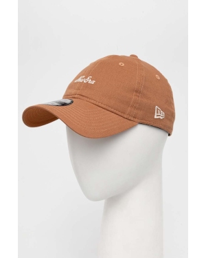 New Era czapka z daszkiem lniana kolor brązowy z aplikacją