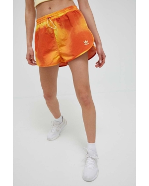 adidas Originals szorty damskie kolor pomarańczowy wzorzyste high waist