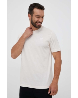 adidas Originals t-shirt bawełniany kolor beżowy gładki