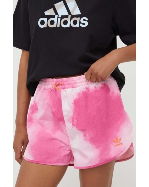 adidas Originals szorty damskie kolor różowy wzorzyste high waist