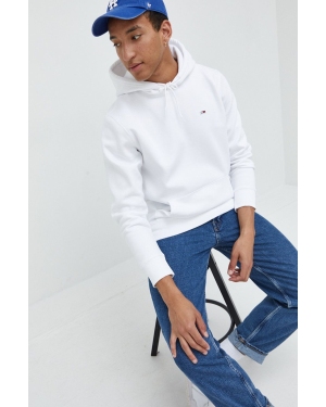 Tommy Jeans bluza DM0DM09593.9BYY męska kolor biały z kapturem gładka
