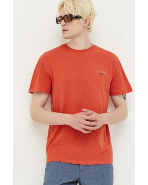 Tommy Jeans t-shirt bawełniany kolor pomarańczowy gładki