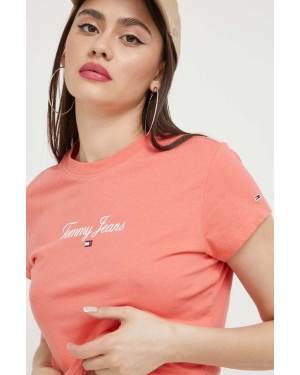 Tommy Jeans t-shirt damski kolor pomarańczowy