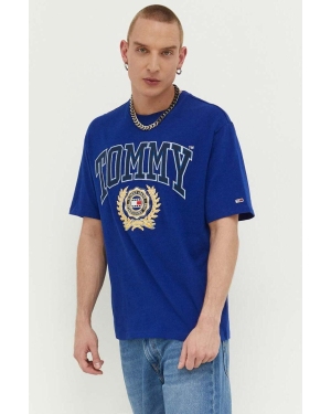 Tommy Jeans t-shirt bawełniany kolor granatowy z aplikacją