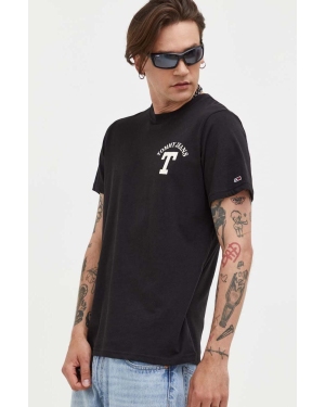 Tommy Jeans t-shirt bawełniany kolor czarny z nadrukiem