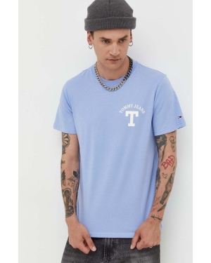 Tommy Jeans t-shirt bawełniany kolor niebieski z nadrukiem
