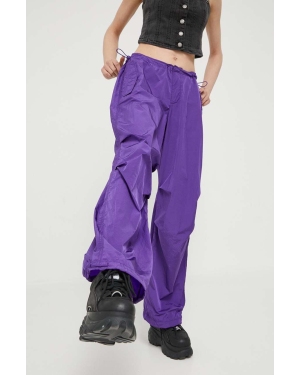 Tommy Jeans spodnie damskie kolor fioletowy szerokie medium waist