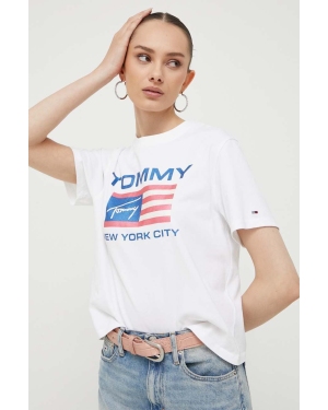 Tommy Jeans t-shirt bawełniany kolor beżowy