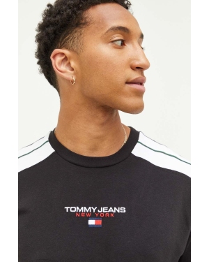 Tommy Jeans t-shirt bawełniany kolor czarny z aplikacją