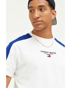 Tommy Jeans t-shirt bawełniany kolor biały z aplikacją