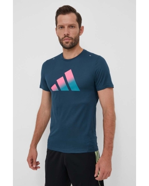 adidas Performance t-shirt do biegania Run Icons kolor turkusowy z nadrukiem