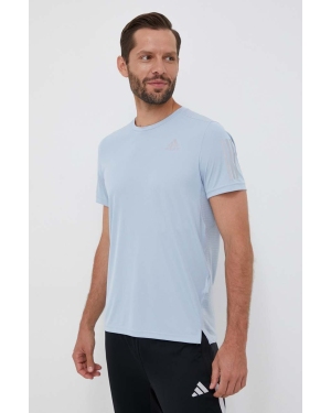 adidas Performance t-shirt do biegania Own The Run kolor niebieski z nadrukiem