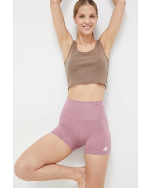 adidas Performance szorty do jogi Essentials kolor różowy gładkie high waist