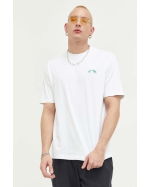 Abercrombie & Fitch t-shirt bawełniany kolor biały z aplikacją