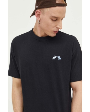 Abercrombie & Fitch t-shirt bawełniany kolor czarny z aplikacją