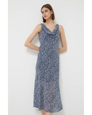 Abercrombie & Fitch sukienka kolor niebieski midi prosta