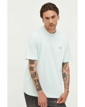 Abercrombie & Fitch t-shirt bawełniany kolor turkusowy gładki