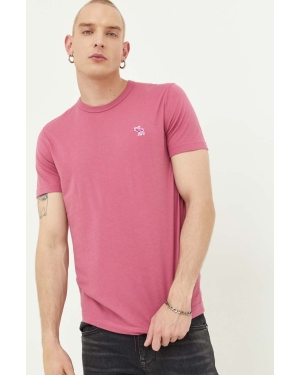 Abercrombie & Fitch t-shirt bawełniany kolor różowy gładki