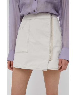 Calvin Klein Jeans spódnica kolor beżowy mini prosta