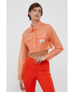 Calvin Klein Jeans kurtka damska kolor pomarańczowy przejściowa