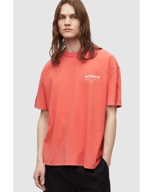 AllSaints t-shirt bawełniany kolor czerwony z nadrukiem