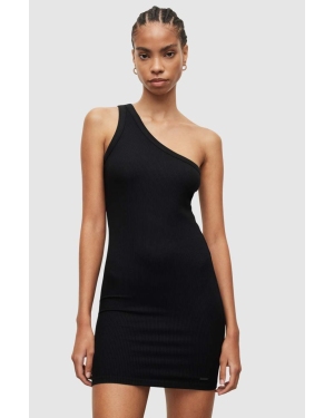 AllSaints sukienka kolor czarny mini dopasowana