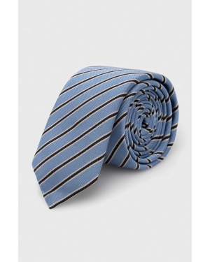 HUGO krawat jedwabny kolor niebieski