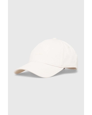 HUGO czapka z daszkiem bawełniana kolor biały gładka