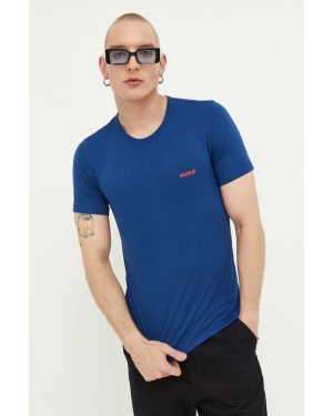 HUGO t-shirt bawełniany 3-pack kolor niebieski z nadrukiem