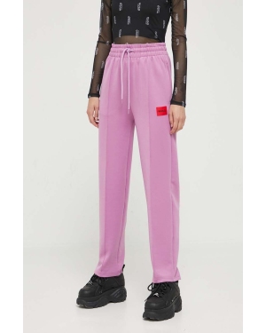 HUGO spodnie dresowe kolor fioletowy z aplikacją