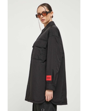 HUGO kurtka damska kolor czarny przejściowa oversize