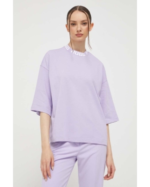 HUGO t-shirt bawełniany kolor fioletowy