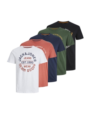 Jack&Jones Komplet 5 t-shirtów 12248218 Kolorowy Relaxed Fit