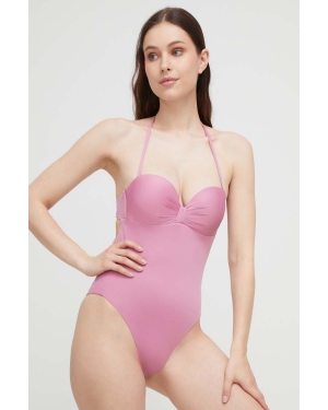 Max Mara Beachwear jednoczęściowy strój kąpielowy kolor różowy usztywniona miseczka